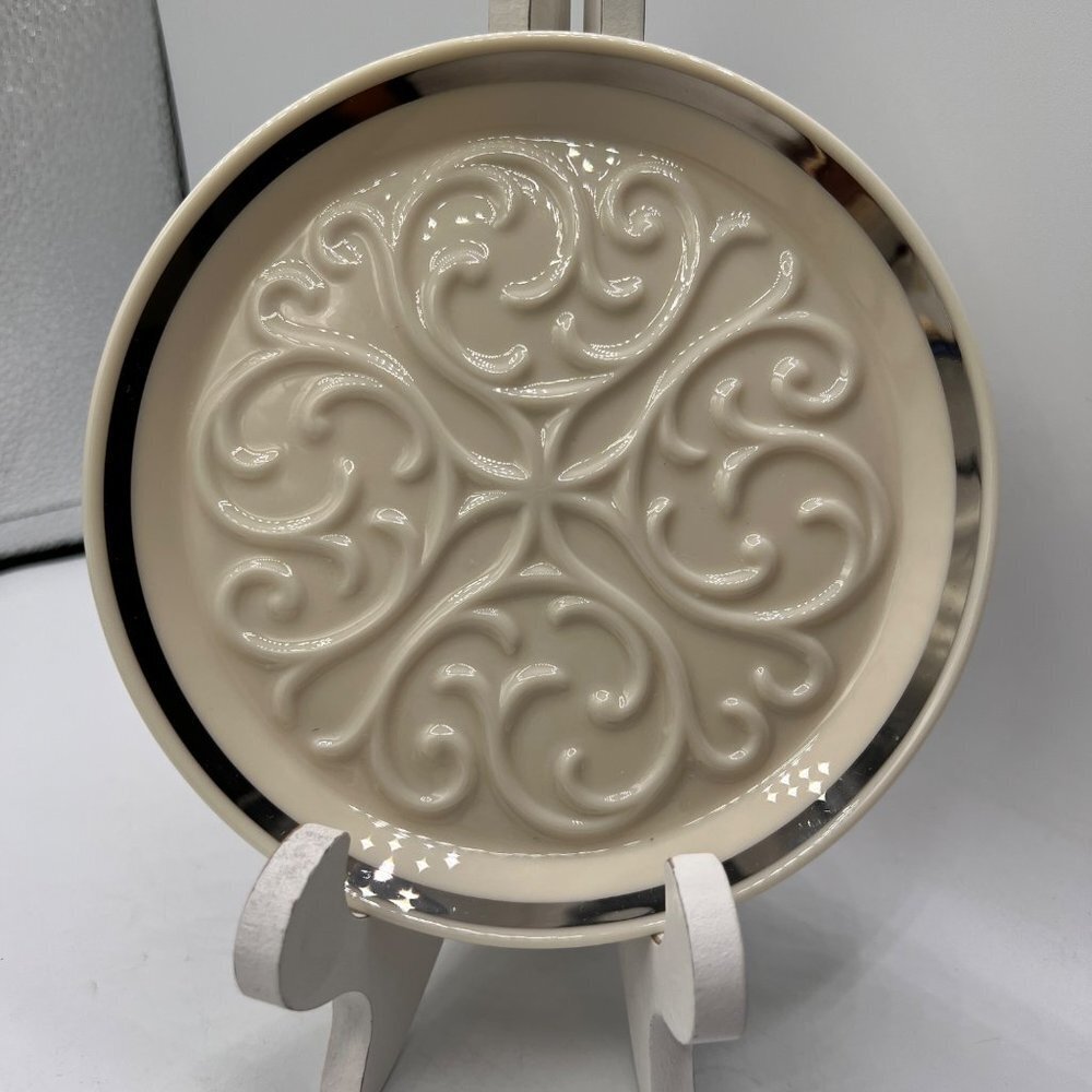 Vintage Lenox Seville Ivory With Platinum Wine Bottle Coaster Plate Porcelain